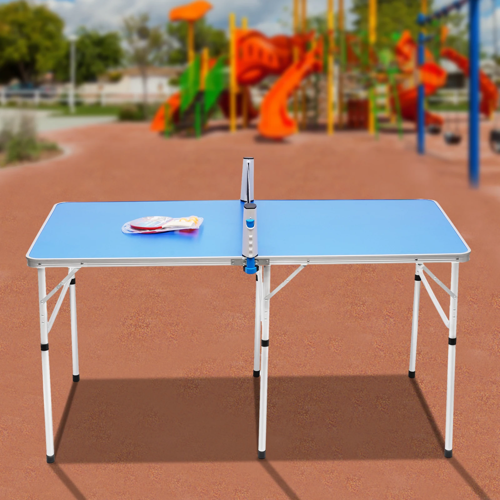 

Portable Folding Table Tennis Table MDF Surface with Net Set Indoor Outdoor Use for Family Training Includes Balls Paddles