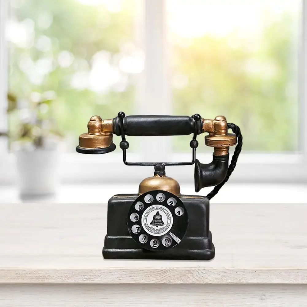 Vintage Style Artificial Telephone Model Retro Resin Home Decor Ornament Craft Classic Colors and Simple Durable Design