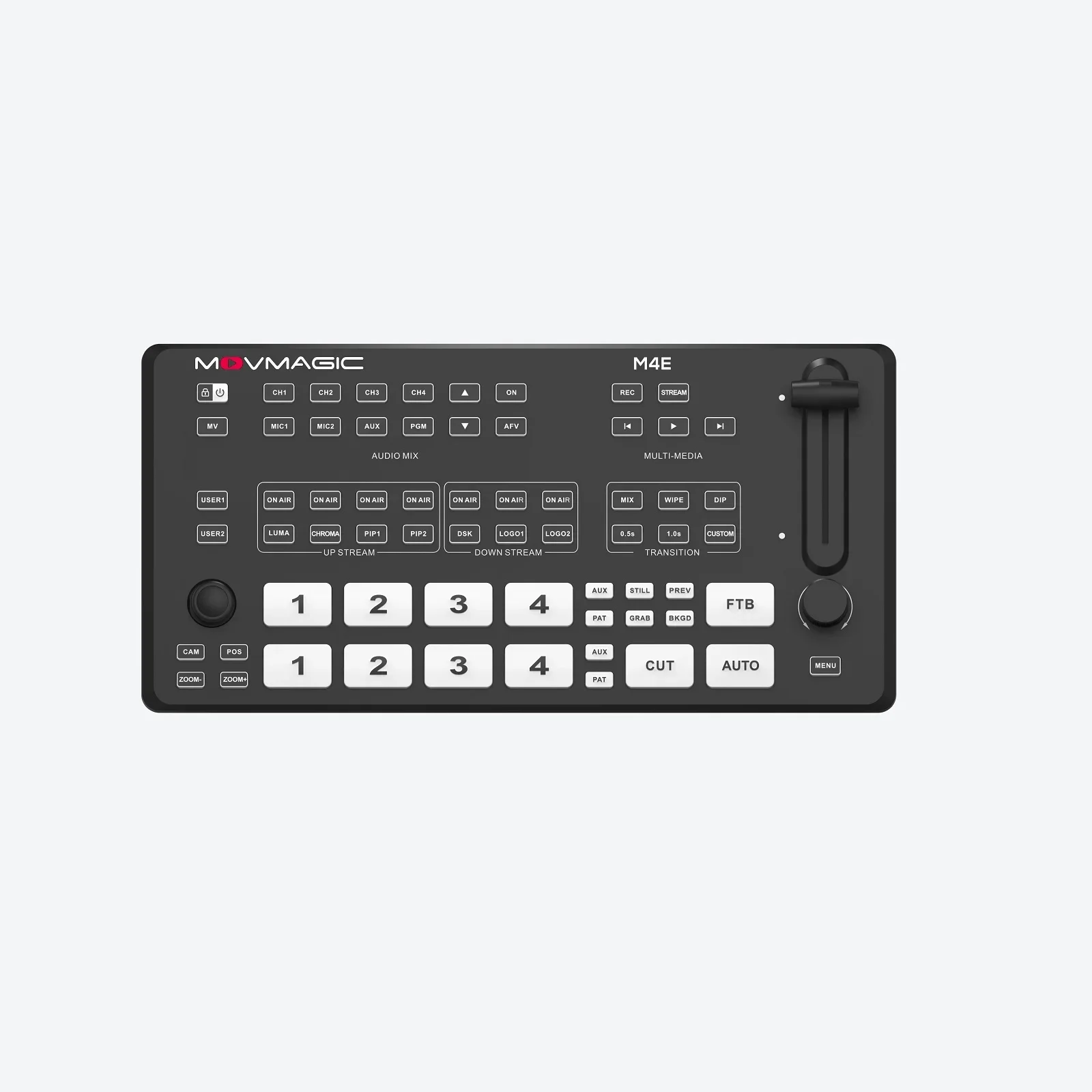 5-Channel 4-Input HD SDI Multi- vi ew ATEM Killer Movmagic M4E Video Switcher Transition Effects for Broadcast LiveStreaming Via
