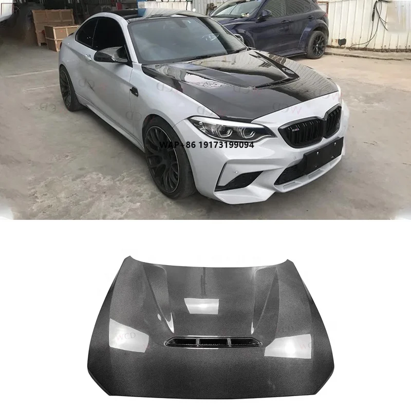 

CS Style New Dry Carbon Fiber Engine Cover Hood for B-MW 2 Series F20 F22 M2 F87 M2C Front Hood Bonnet Cover Bodykit Clamps