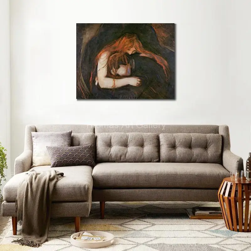 Expressionist Figurative Canvas Wall Art HD Print The Kiss Edvard Munch Lover Painting Large Modern Decor for Office Study Room