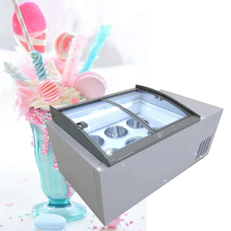 large Capacity Freezer Commercial Ice Cream Display Cabinet Multifunctional Hard Ice Cream Showcase 190W