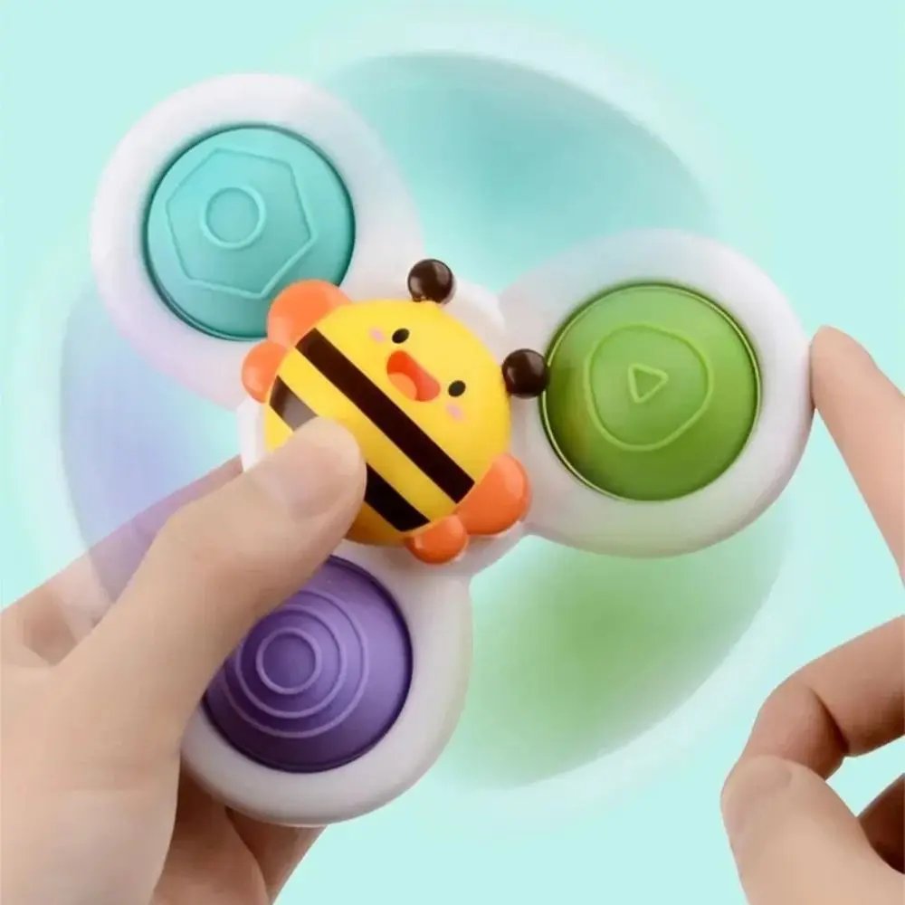 Ventosa con diseño de dibujos animados, función giratoria, Base de ventosa, juego de agua, característica interactiva, Spinner de dedo Montessori