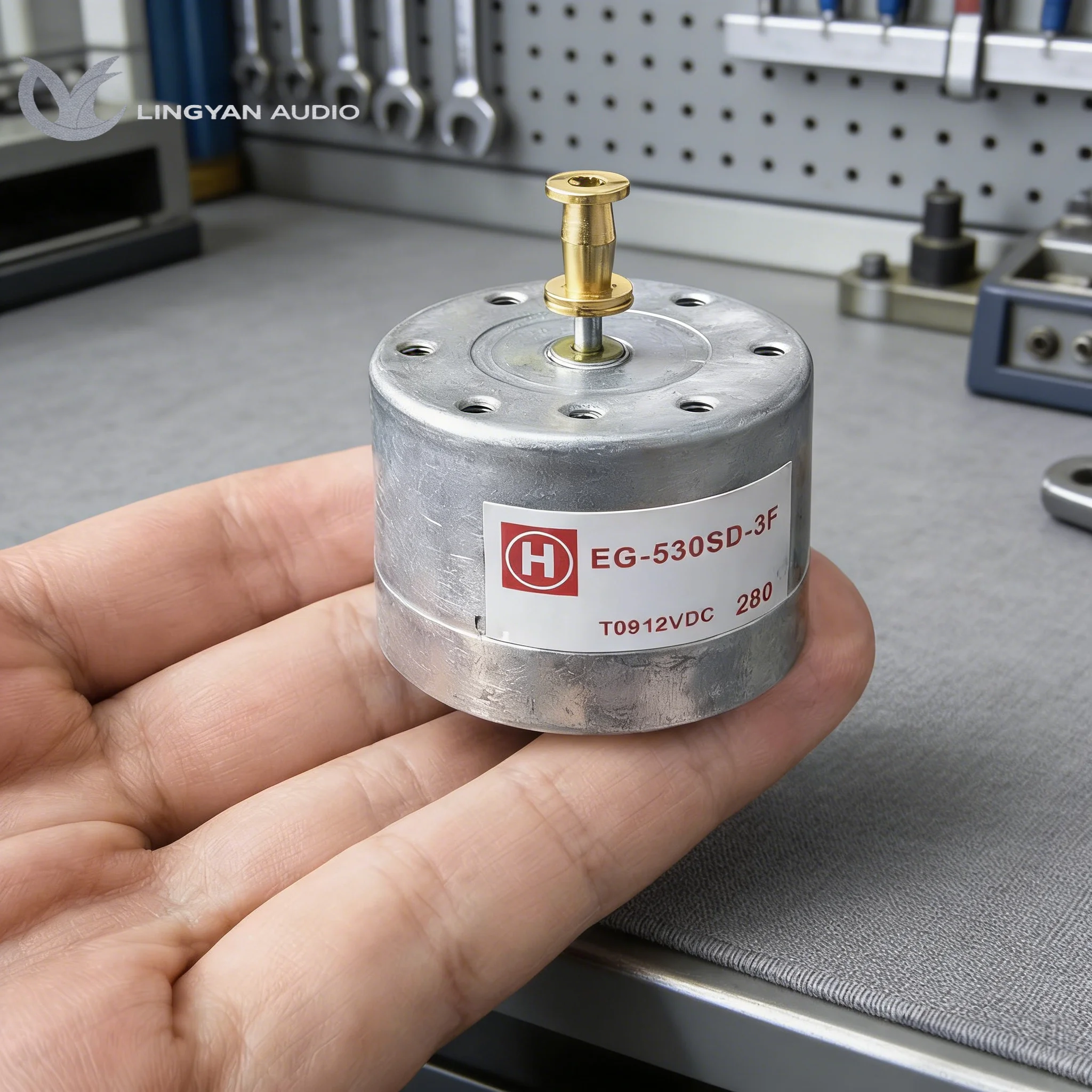 Stable H/L Speed Adjustment Turntable Motor, 9-12V Brushed 33/45/78 RPM, Removable Brass Pulley