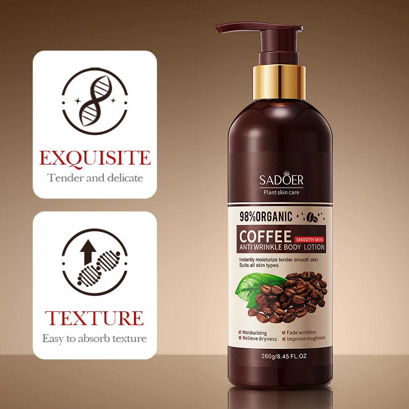

SADOER Coffee Anti-Wrinkle Body Lotion Daily Moisturizing Smoothing Lightweight Non-Greasy Body Lotion For All Skin Body Cream