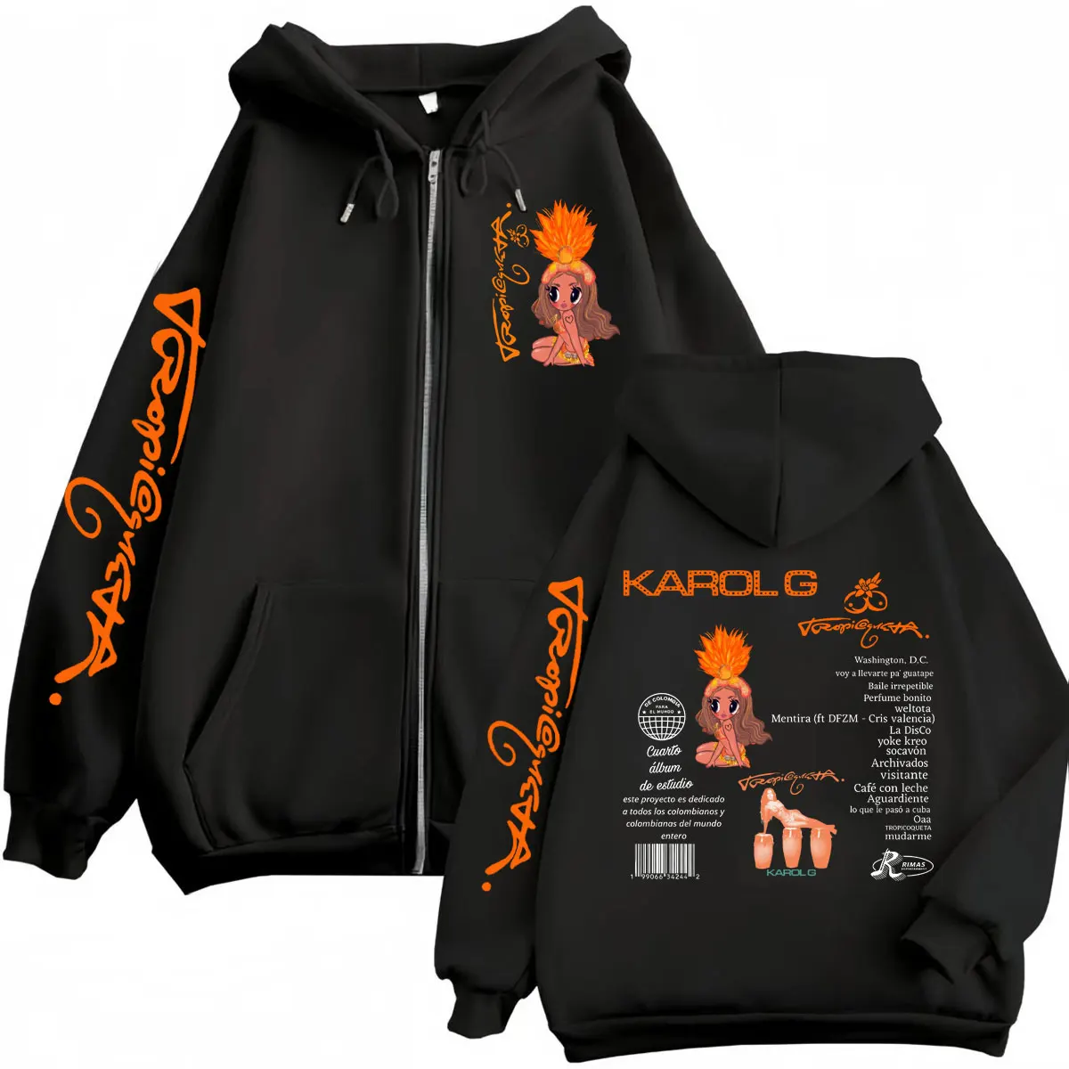 

Singer Karol G Tropicoqueta 2025 New Album Zipper Hoodies Men Women Clothing Fashion Y2k Zip Up Pullovers Pop Music Jacket Coat