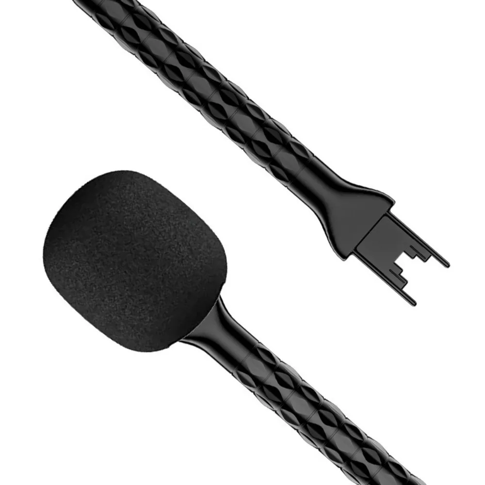 Handheld Lavalier Interview Microphone Adaptor with Windproof Sponge Universal Microphone Handheld Grip Stick Black Mic Handle