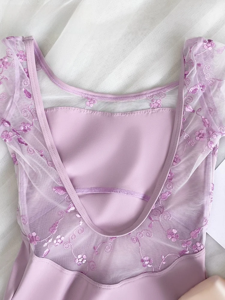 

Vonsu Children's Ballet Dance Suit Women's Summer Purple Lace Bodysuit Performance Gymnastics Practice orms Fitn Clothes
