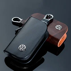 Leather Car Logo Key Case Cover Key Chain Protective Bag for Volkswagen Passat Santana Tiguan Scirocco Magotan Sagitar Lavida CC