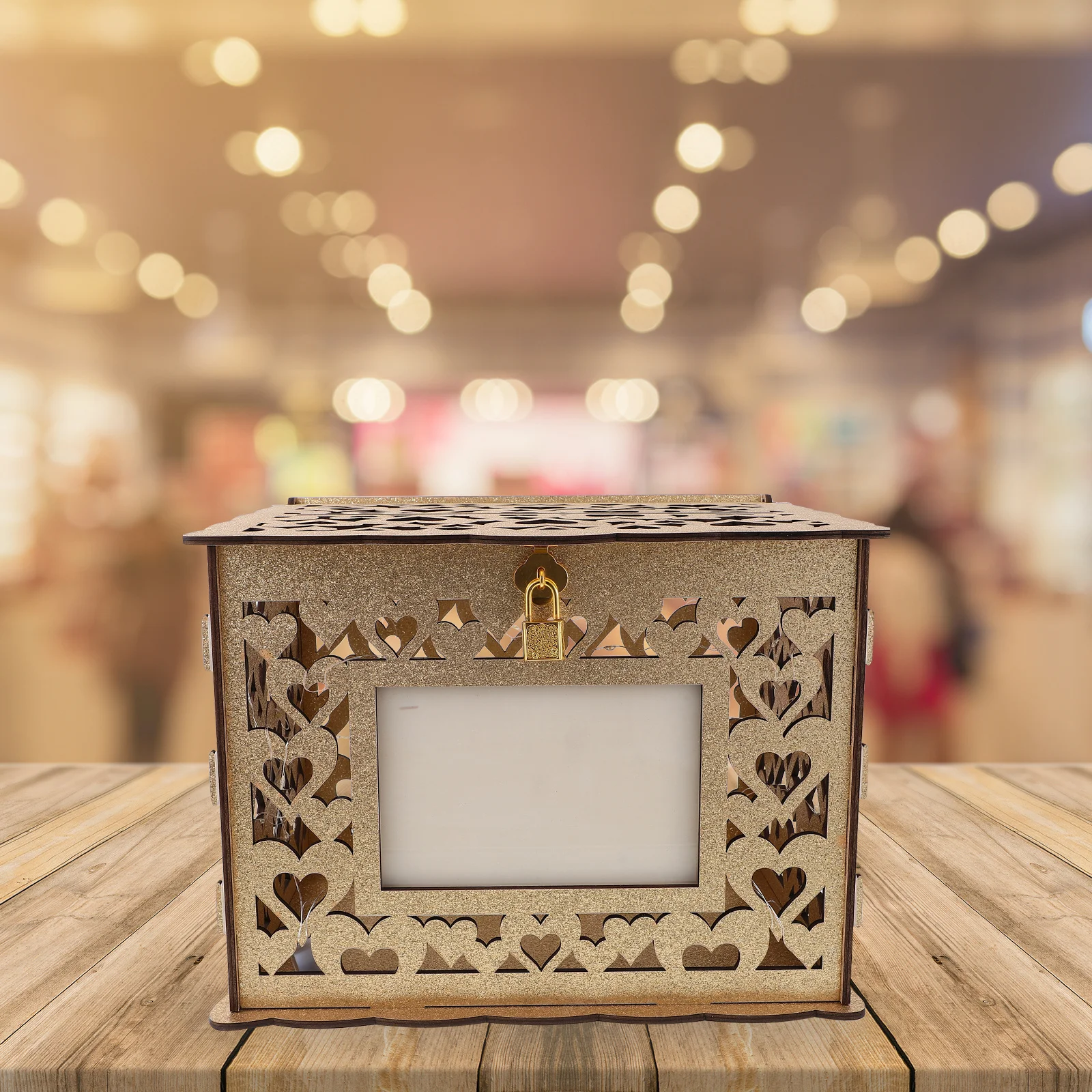 

Wooden Wedding Card Box Envelope Holder for Reception Money Gift Keepsake Storage Rustic Natural Wood Decorative Box for Parties
