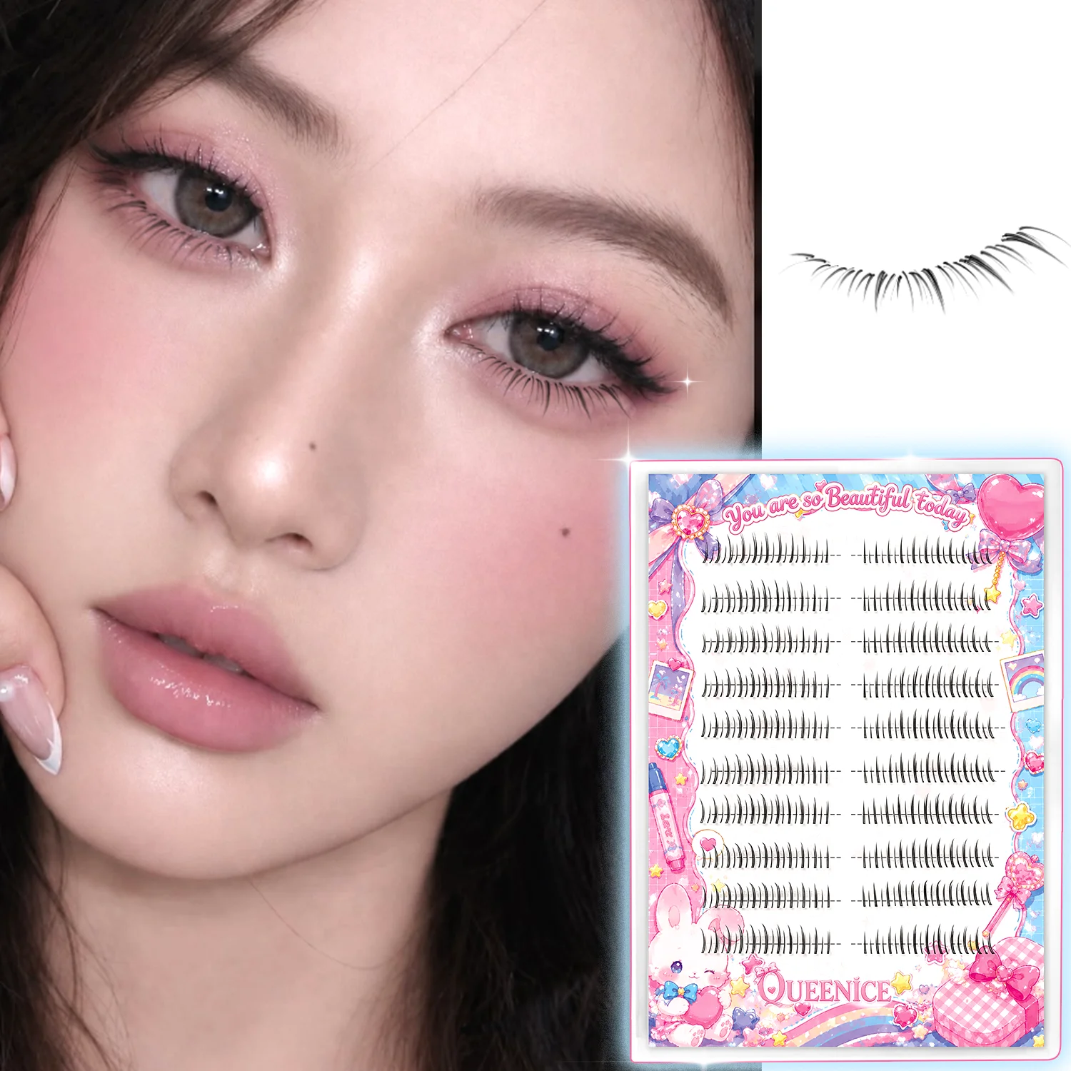 10 Rows Individual Cluster Lower Eyelash Extensions Natural Korean Style False Under Lashes for Daily & Professional Makeup