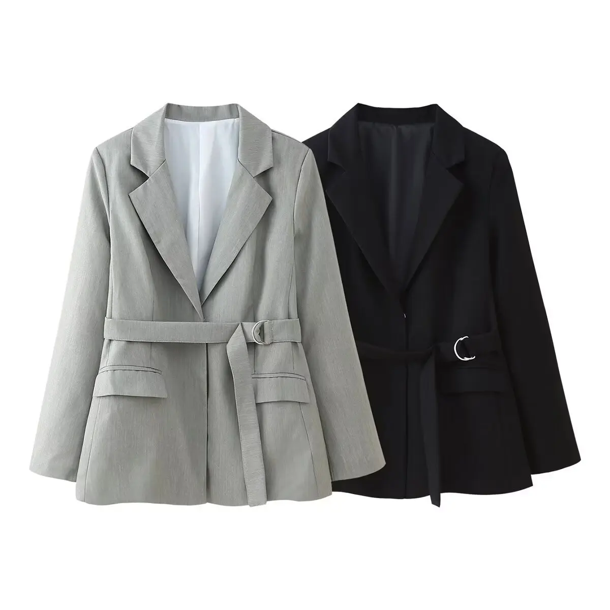 Women's Clothing With Waistband, Long Sleeved Suit Jacket