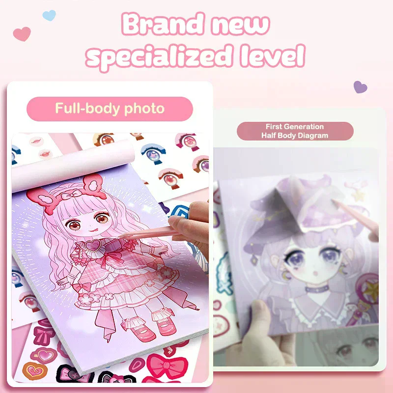 Princess Dress Up Sticker Book DIY Girly Wardrobe Sticker Sheets For Girls Party Favor Gifts Handbooks Waterproof Stickers