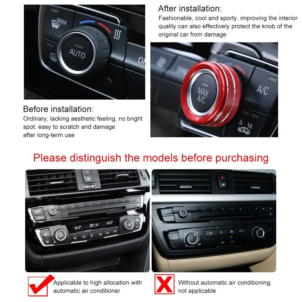 3Pcs For BMW 1 2 3 4 Series F30 F34 F46 GT X1 F47 F48 13-17 Car Styling Air Conditioning Knobs Audio Circle Trim Alloy Accessory