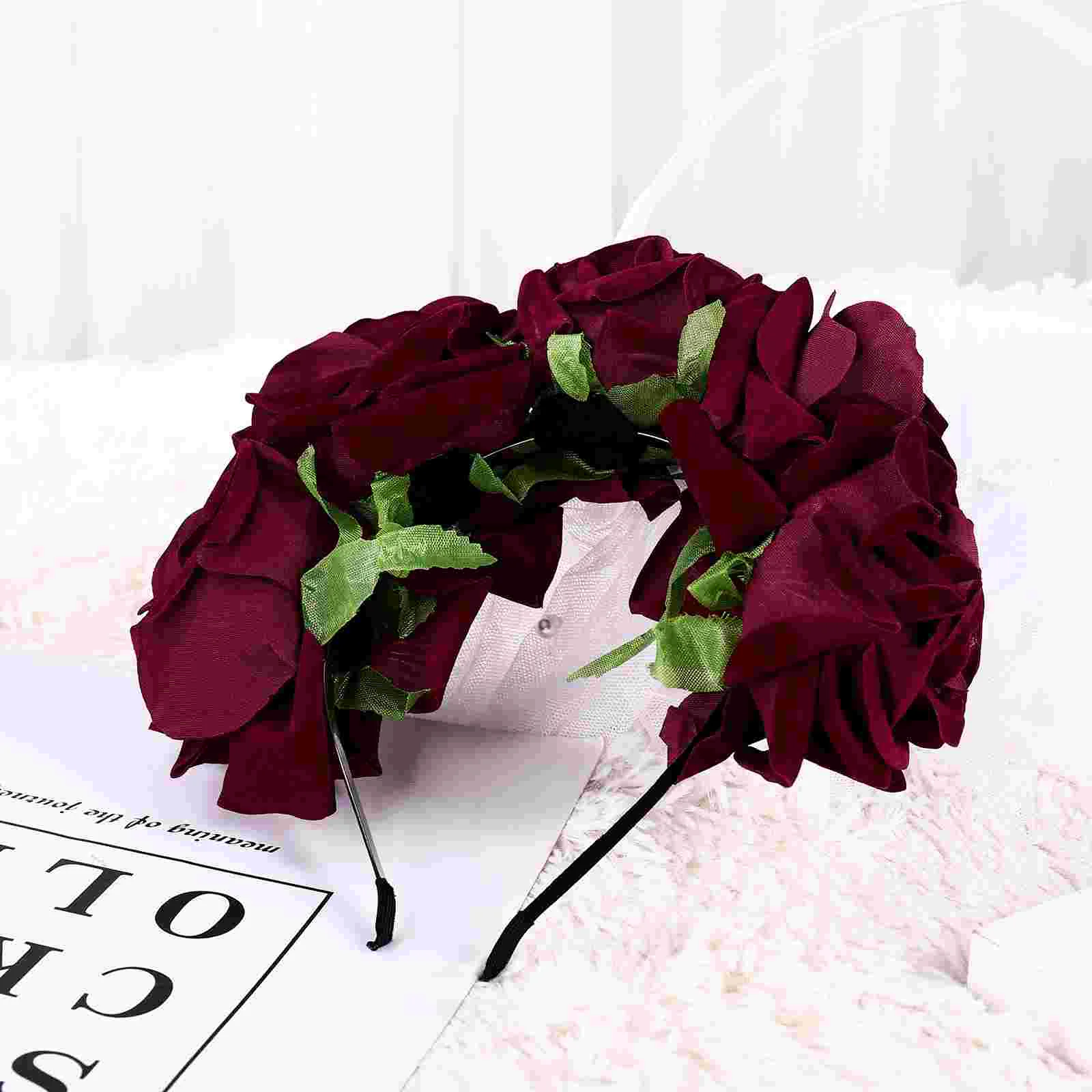 Floral Headbands Christmas Halloween Prom Party Rose Hair Hoop Headgear Flower