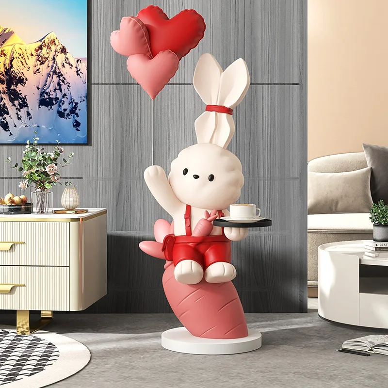 2023 Wholesale Home Decoration Rabbit Tray Statue Sculpture Home Decoration Room Large Floor Interior Home Decoration