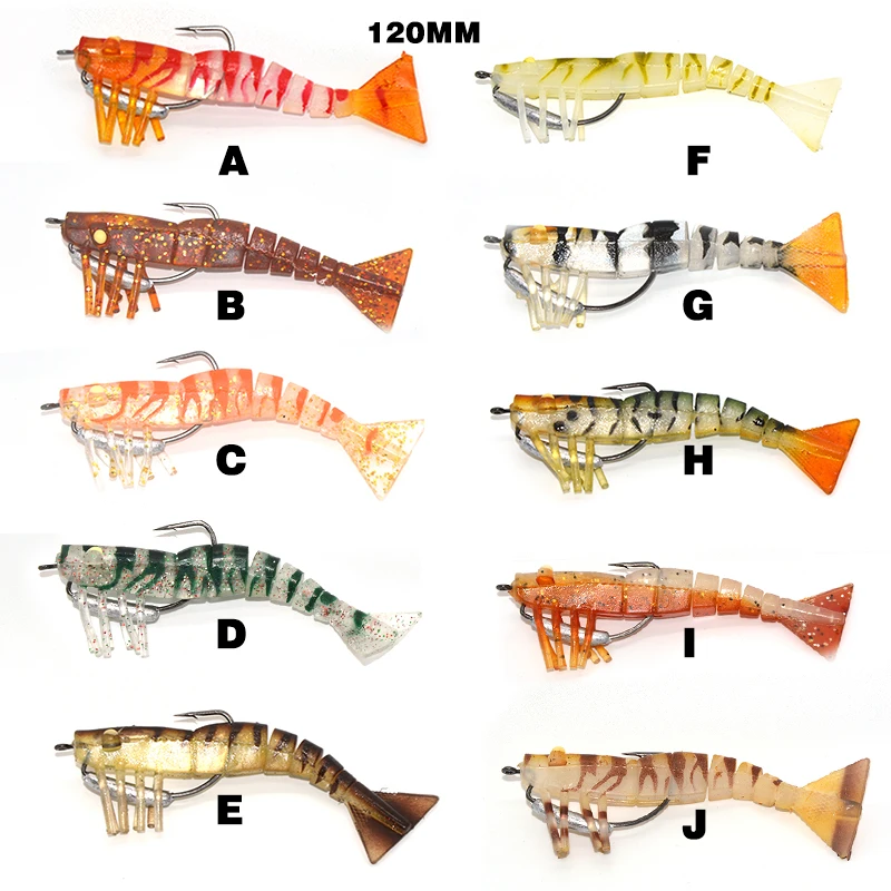 TAKEDO-120mm, 17g umpan buatan untuk Bass, umpan udang lembut, umpan udang hidup, kait engkol VMC, TPR, LV01A,