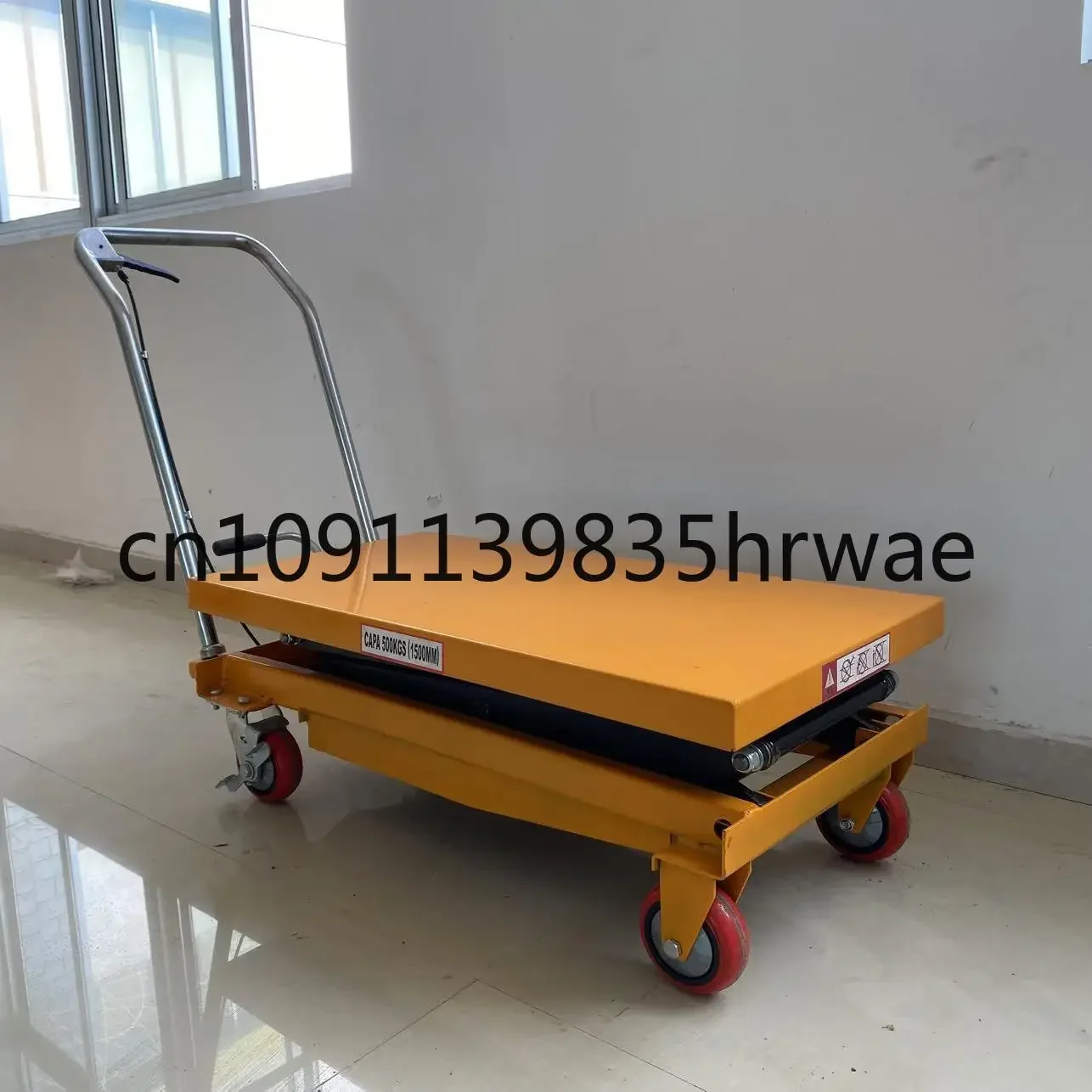 

Capacity 350kg Lifting Height 1.5m Hydraulic Car Scissor Lift Platform Hand Carts Trolleys Electric