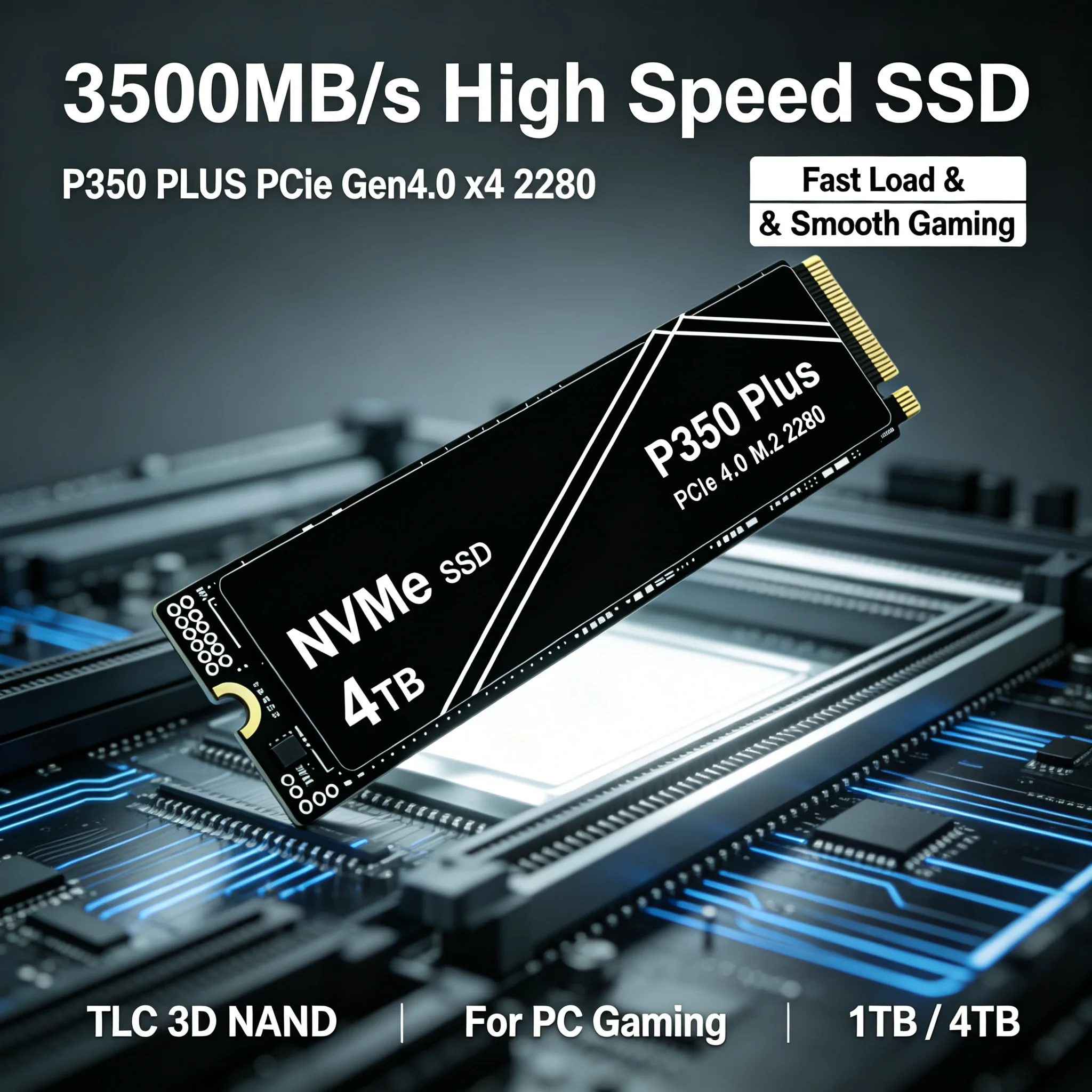 1TB 2TB 4TB PCIe Gen4 NVMe M.2 SSD 3500MB/s High Speed Gaming Drive,Fit PS5 Laptop PC,OEM Original