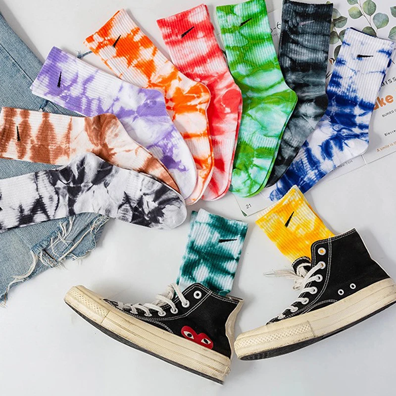 

Women's Cotton Tube Socks Street Sports Style Basketball Sock New Products for Autumn and Winter Thick Tie-dye Middle Tube Socks