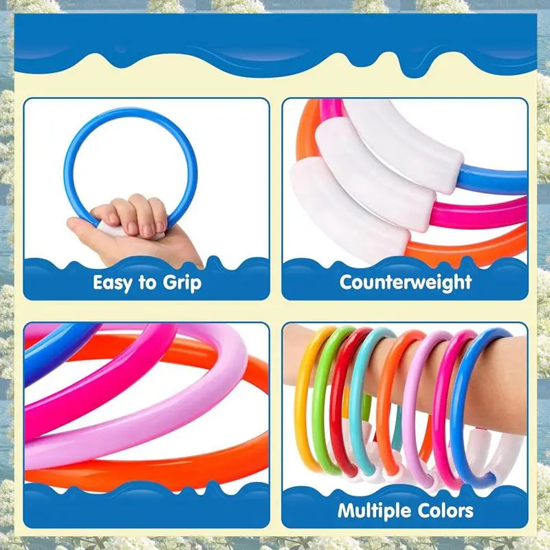 

16PCS Dive Rings Pool Toys, Colorful Pool Rings For Kids, Underwater Training, Swimming Pool Dive Ring Toy For Kids