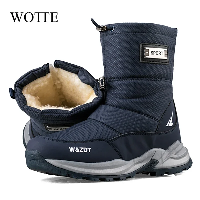 Botas masculinas de inverno 2025 sapatos de inverno botas de neve à prova dwaterproof água antiderrapante pele grossa bota de inverno para-30 graus plataforma botas de neve