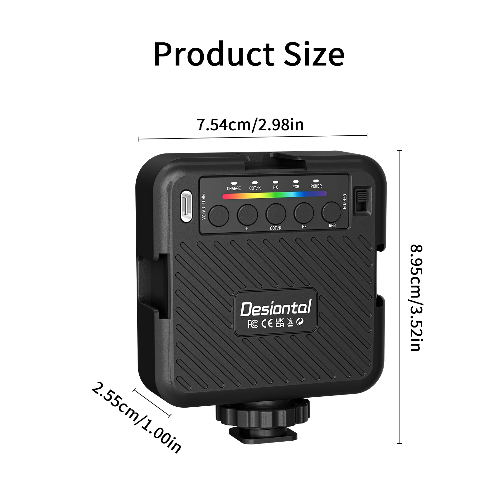 Desiontal X1 RGB LED Video Light Photography Fill Camera Lighting CRI95+ 3000-6500K Cold Shoe For Phone Vlog Live Streaming DSLR