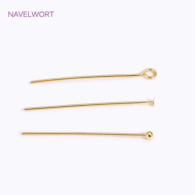 0.6*30mm 18K Gold Plated Ball Head Pin/Flat Head Pins/Eye Pins,Jewelry Making Supplies,DIY Accessories Wholesale