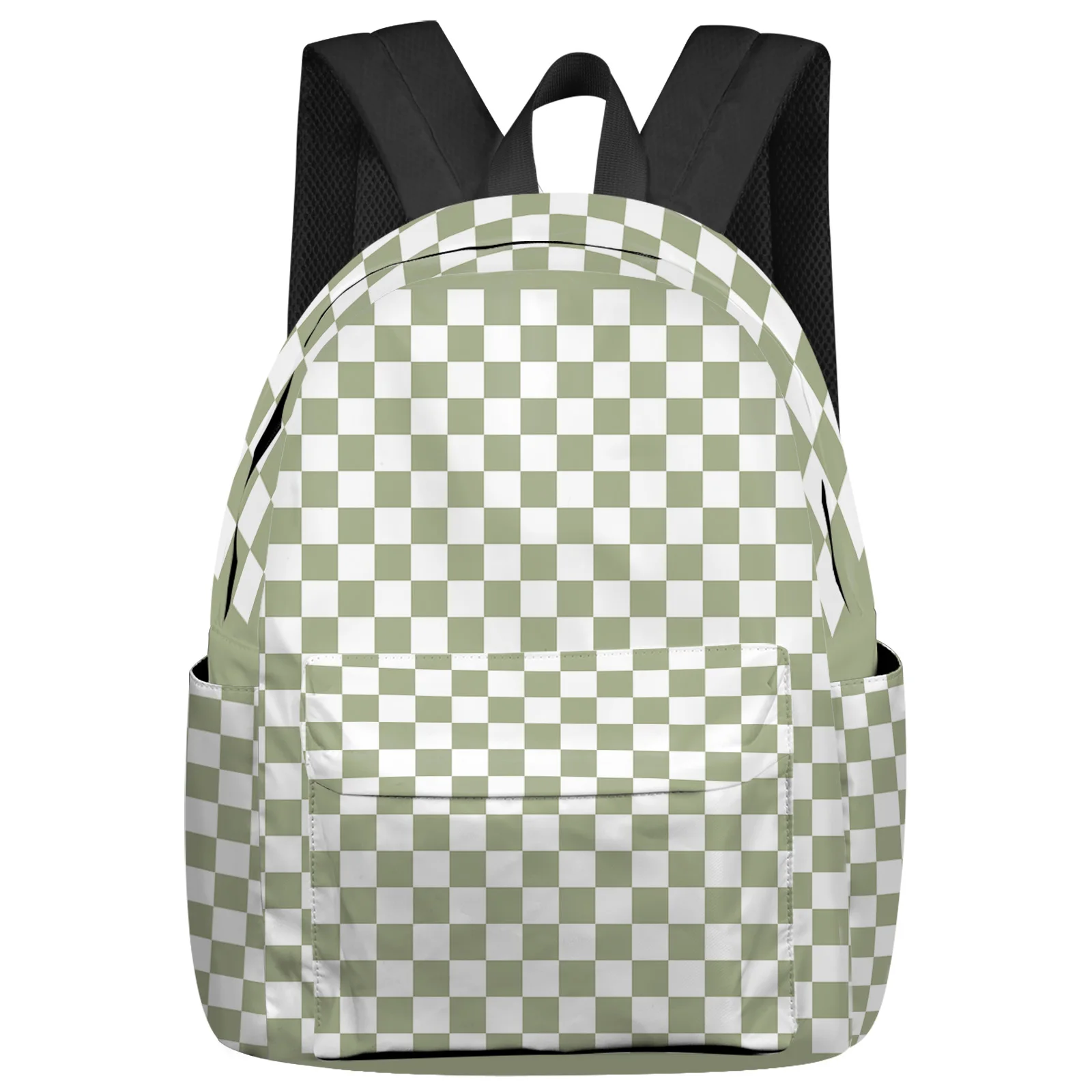 

Grass Green Checkerboard Feminina Backpacks Teenagers Student School Bags Laptop Custom Backpack Men Women Female Travel Mochila