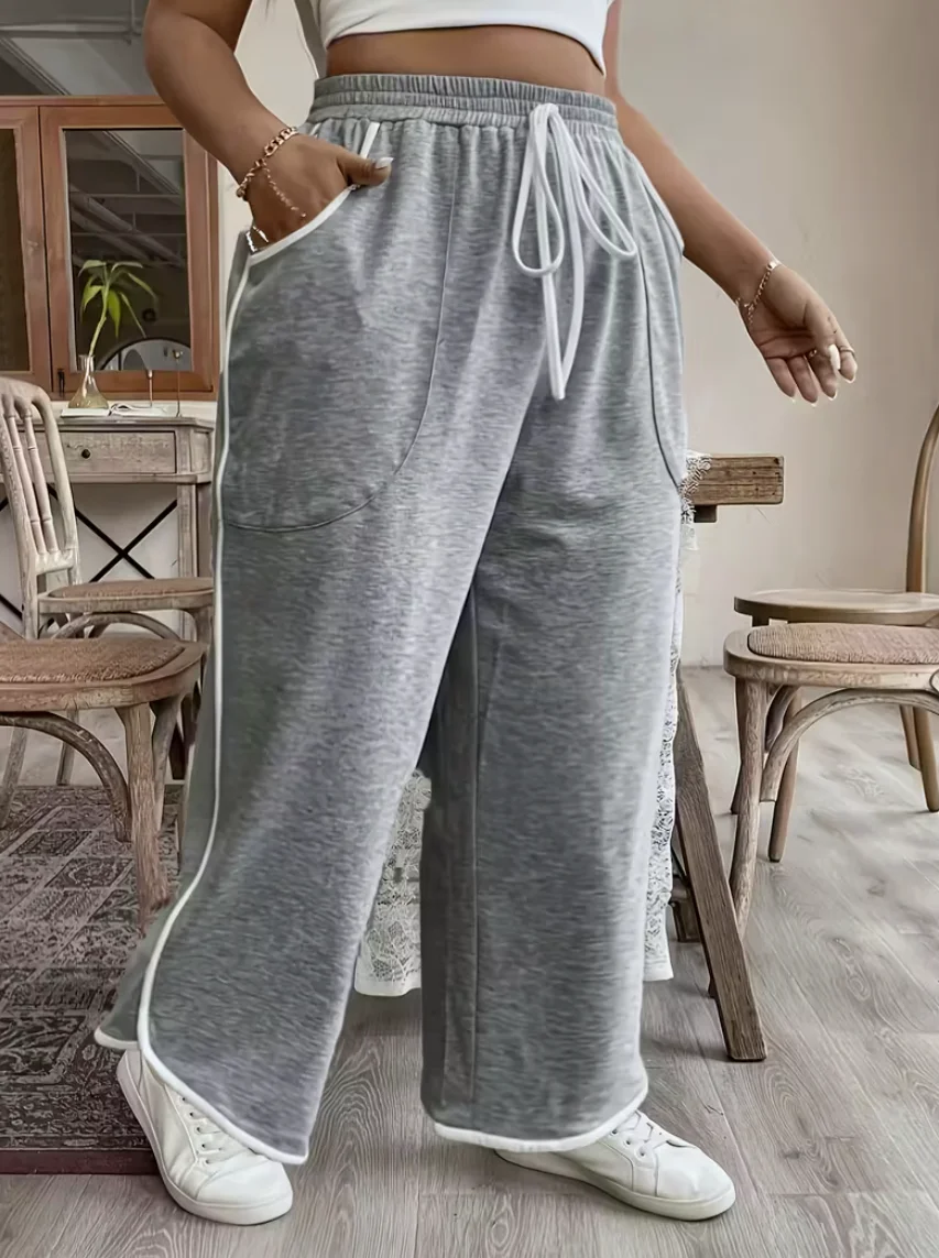 Ropa de mujer de talla grande, pantalones elegantes, modernos, informales, para deportes al aire libre, adelgazantes, versátiles, de otoño e invierno