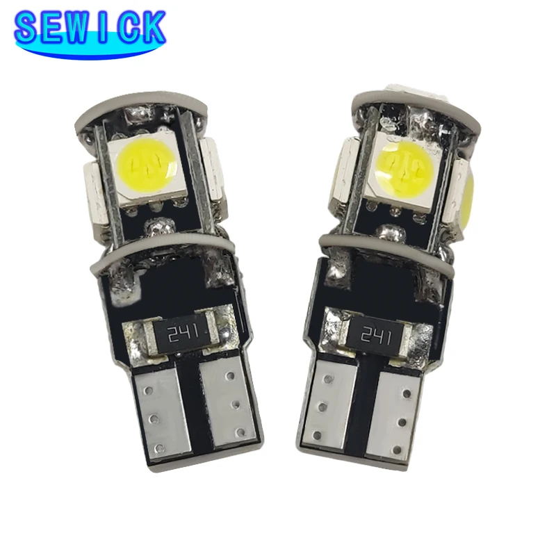 

100 шт./лот T10 5 smd 5050 Светодиодная CAN-шина без ошибок автомобильный внутренний свет W5W 194 5SMD Автомобильная клиновая лампа без ошибок OBC Белый Синий Красный 100X
