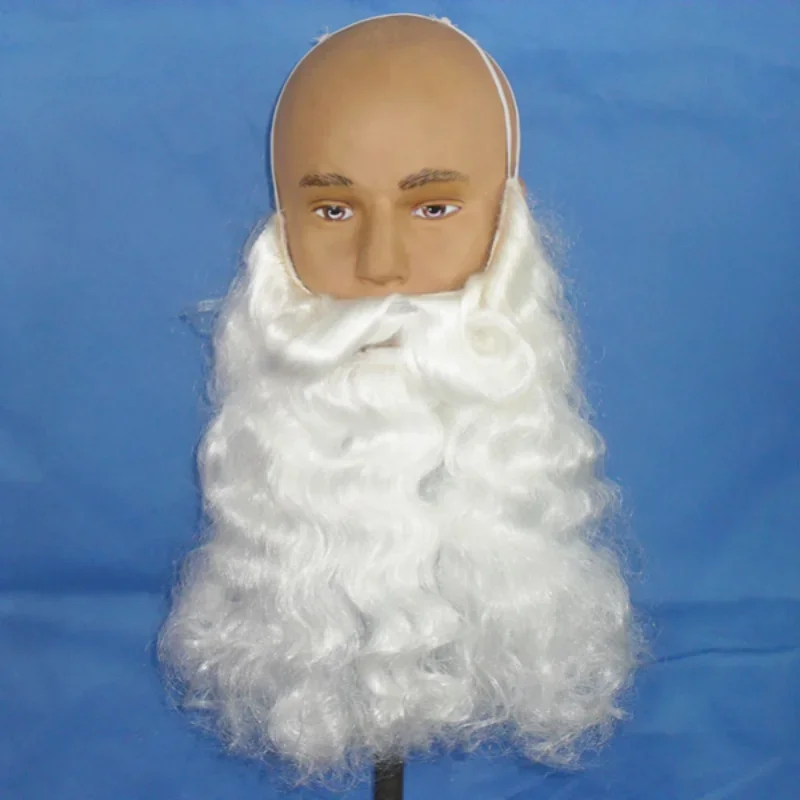 Santa Claus Cosplay Wig and Beard Prop White Hairpiece Accessories Santa Beard and Wigs for Christmas Masquerade Party