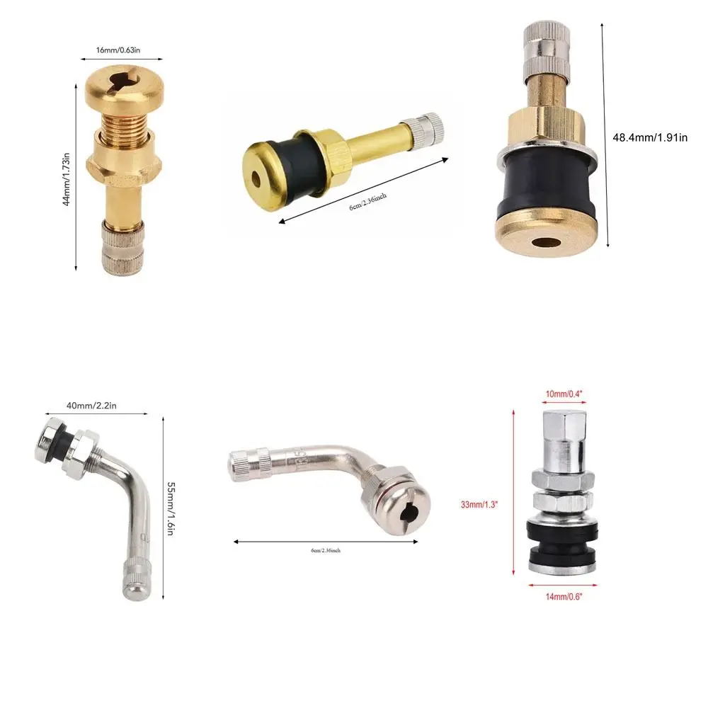 10PCS/20PCS Brass Material Brass Valve Stem Anti-Rust Multiple Size Options Truck Valve Stems Universal Rubber Sealing Base