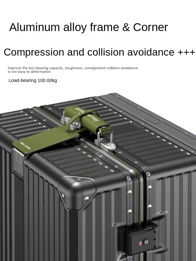حقيبة سفر بإطار من الألومنيوم بمقبض واسع وحقيبة أمتعة بعجلات مع قفل TSA بسعة كبيرة تحمل على الأمتعة #5