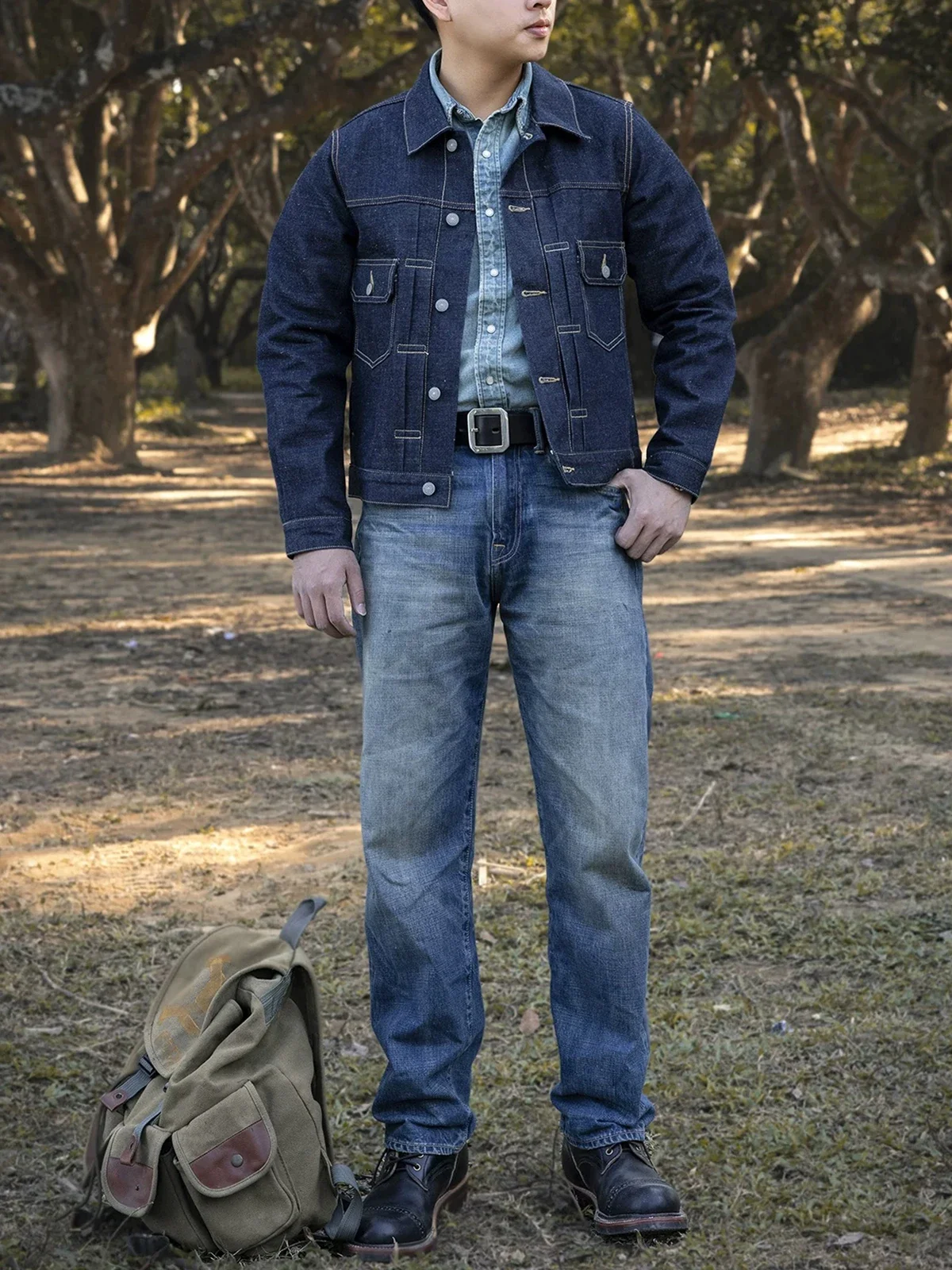 Pop Red Tornado Type II 14oz Selvedge Denim Trucker Jacket Heritage Style Men's Jean Outerwear