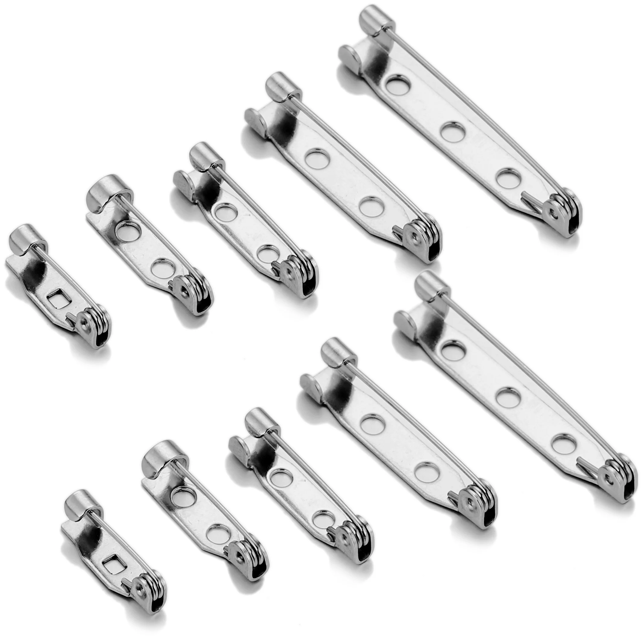 60pcs 20/25mm Stainless Steel Safety Pin Brooch Pins Base Brooches Lock Back Catch Holder Findings for Jewelry Making Wholesale