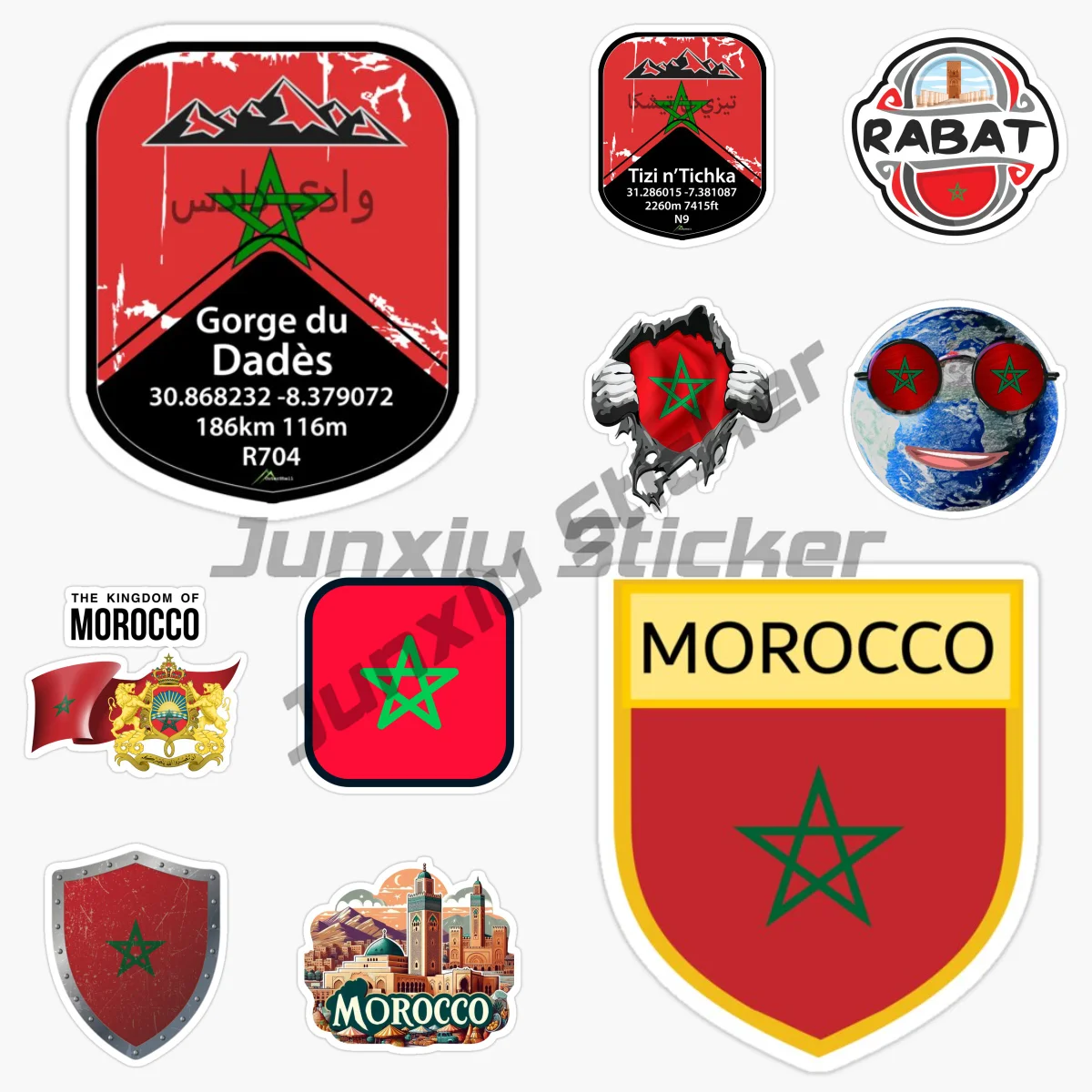 

Moroccan National Flag and Emblem Football Car Stickers Vinyl Self Adhesive Decorative Decal Accessories