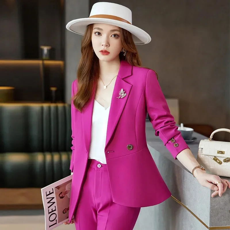 2025 Autumn New Fashion Women Professional Suit Two-piece Korean Elegant Casual Blazers Jacket Pants Matching Set Female Clothes