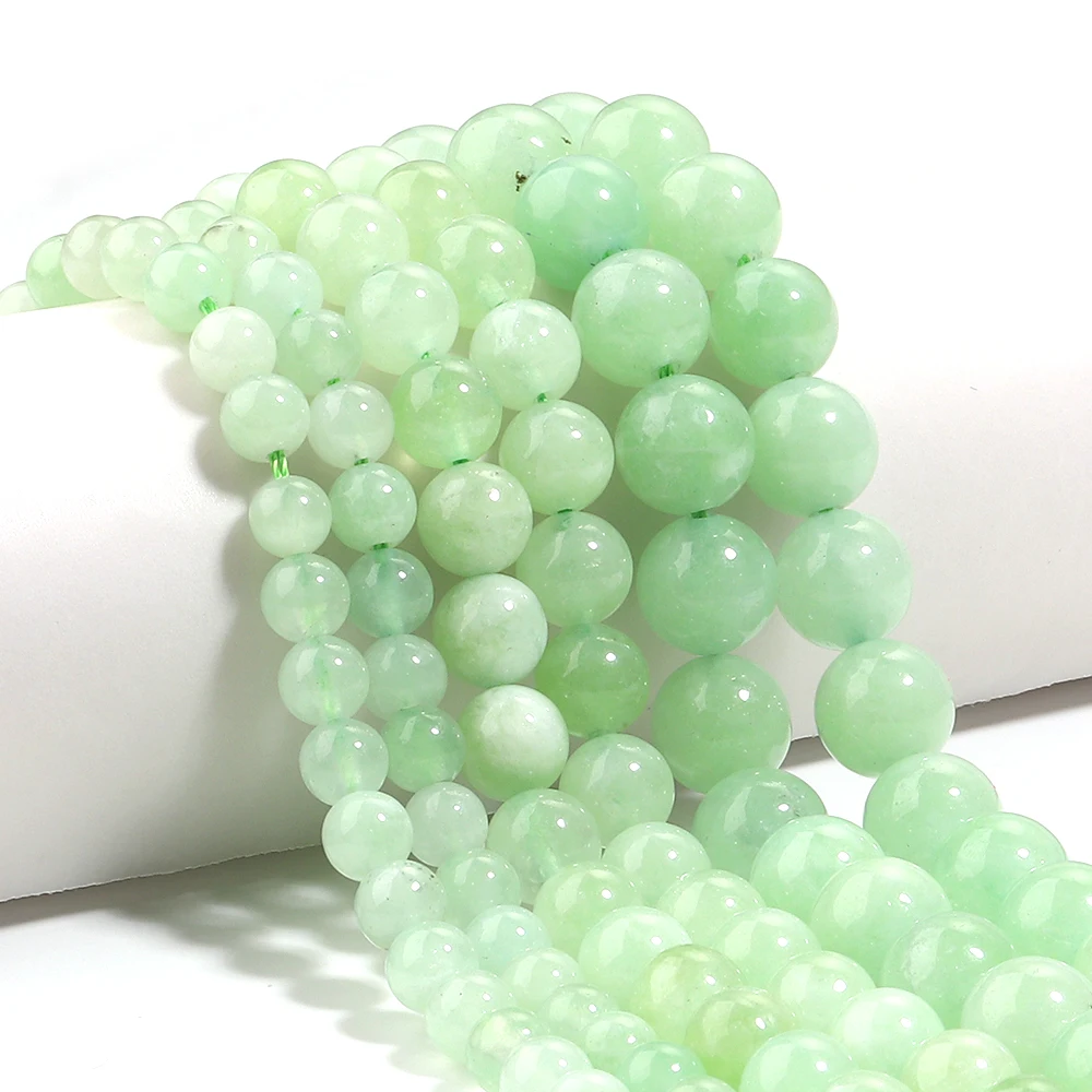 6 8 10 mm Natursteinperlen Qingshan Jade Runde lose Spacer Edelstein Perlen für Schmuckherstellung DIY Halskette Armbänder Zubehör