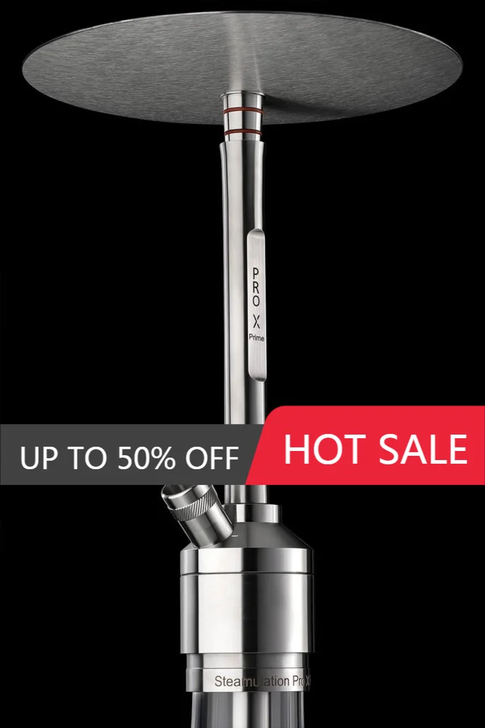 Steamulation Pro X Prime Hookah Shisha Set 304 Stainless Steel With Glass Bottle Single Pipes