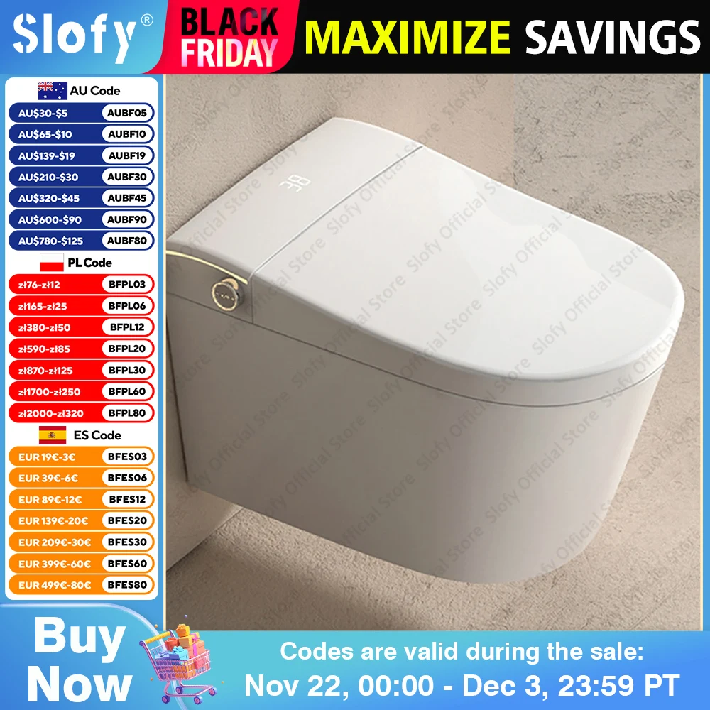 Ultimate Wall-Hung Smart Toilet with Bidet Built In WaterTank One Piece Elongated Toilet Warm Water Heated Seat Automatic Flush