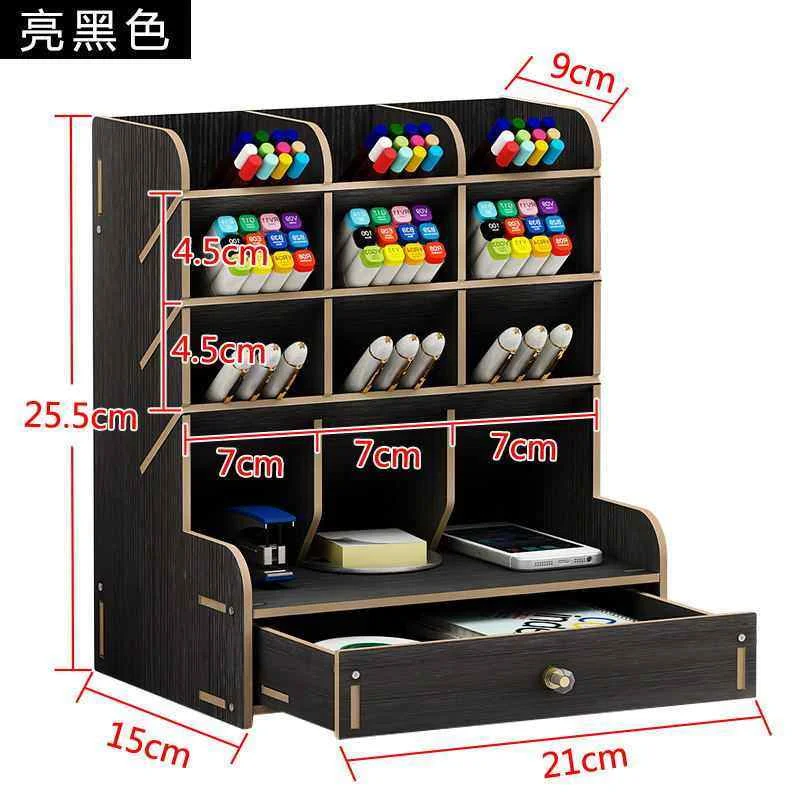 

Sharkbang Large Capacity Wood Desktop Organizer Holder Pencil Pen Sundries Badge Holder Storage Box Office Stationery