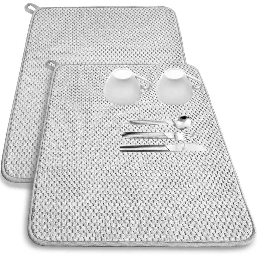 

2 упаковки коврика для сушки посуды из микрофибры, 24x17, большой размер, высоковпитывающий коврик для сушки посуды, кухонная столешница, быстросохнущие подушечки для под си