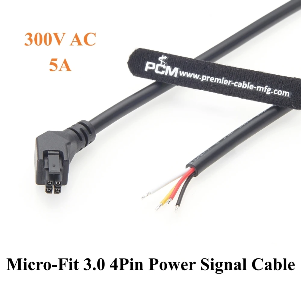 

45 Degree Left Angle 4Pin Micro-Fit 3.0 Power & Signal Cable Dual Row 4 Circuits Receptacle to Open End Wire for Robotics