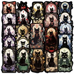 50pcs Retro Mysterious Cartoon Flowers Black Cats Aesthetic Stickers Laptop Decals Luggage Guitar Phone Waterproof Graffiti