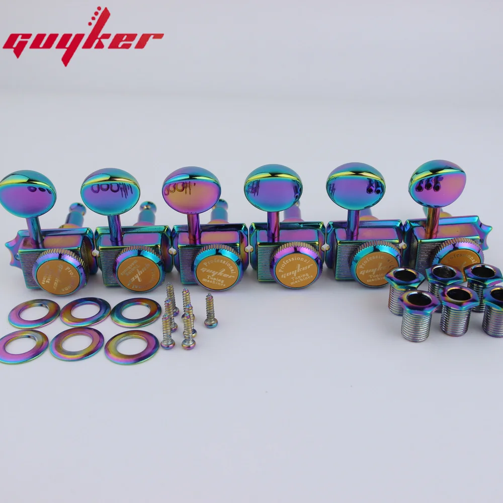 Vintage Locking Tuners Nut Style Electric Guitar Machine Heads Chameleon Rainbow For ST TL Guitar Tuning Pegs Gear ratio 1:15