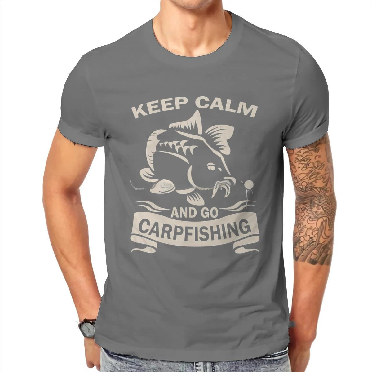 Carp Fishing Fisher Casual T Shirt New Men Cotton Tees Streetwear Harajuku Keep Calm And Go Unique TShirt  men clothing MAN