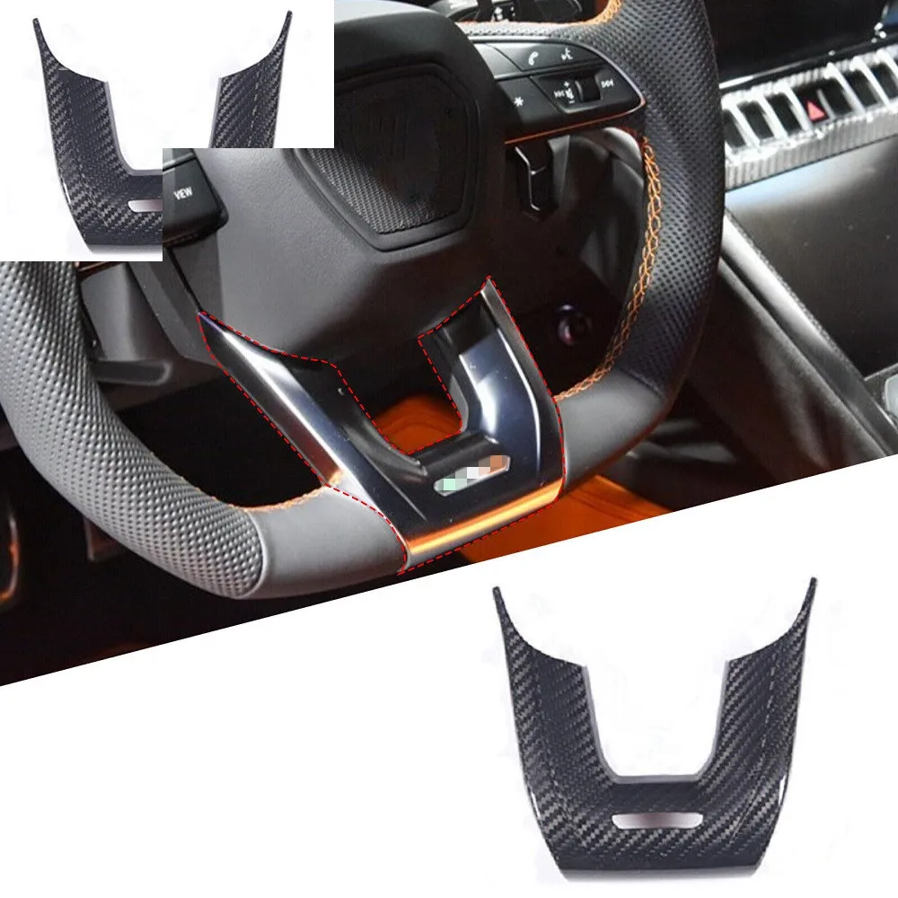 Real Dry Carbon Fiber Steering Wheel U-shaped Cover Trim Car Styling Accessories For Lamborghini URUS 2018-2022