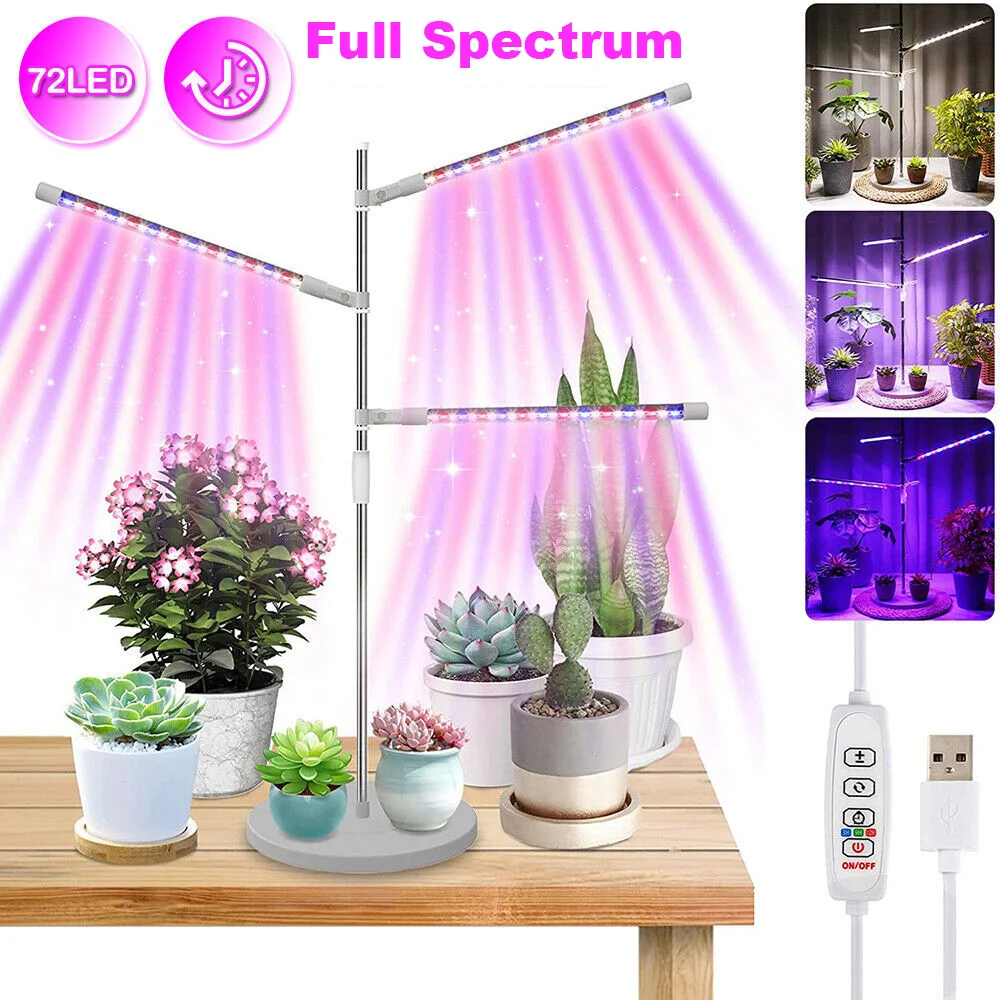 10W 72 LED Plant Grow Light USB Phyto Lamp Full Spectrum Dimmable 3/9/12H Timer Phytolamp For Seedlings Flower Adjustable USB