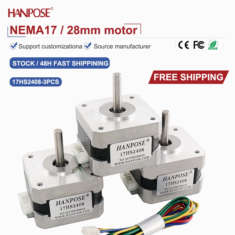 

NEMA17 3 шт. 17HS2408 шаговый двигатель 2,5 В 1,3 А двухфазный четырехпроводной аксессуар для 3D-печати двигатель производитель прямые продажи